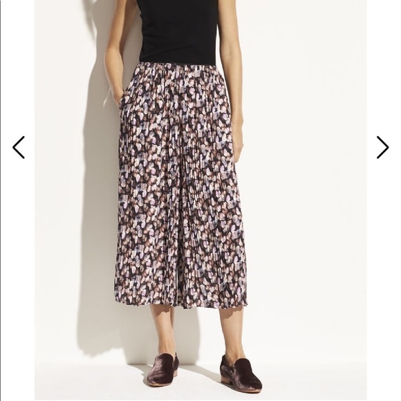 Vince Micro Painted Floral Pleated Culotte Pants L - Picture 2 of 9